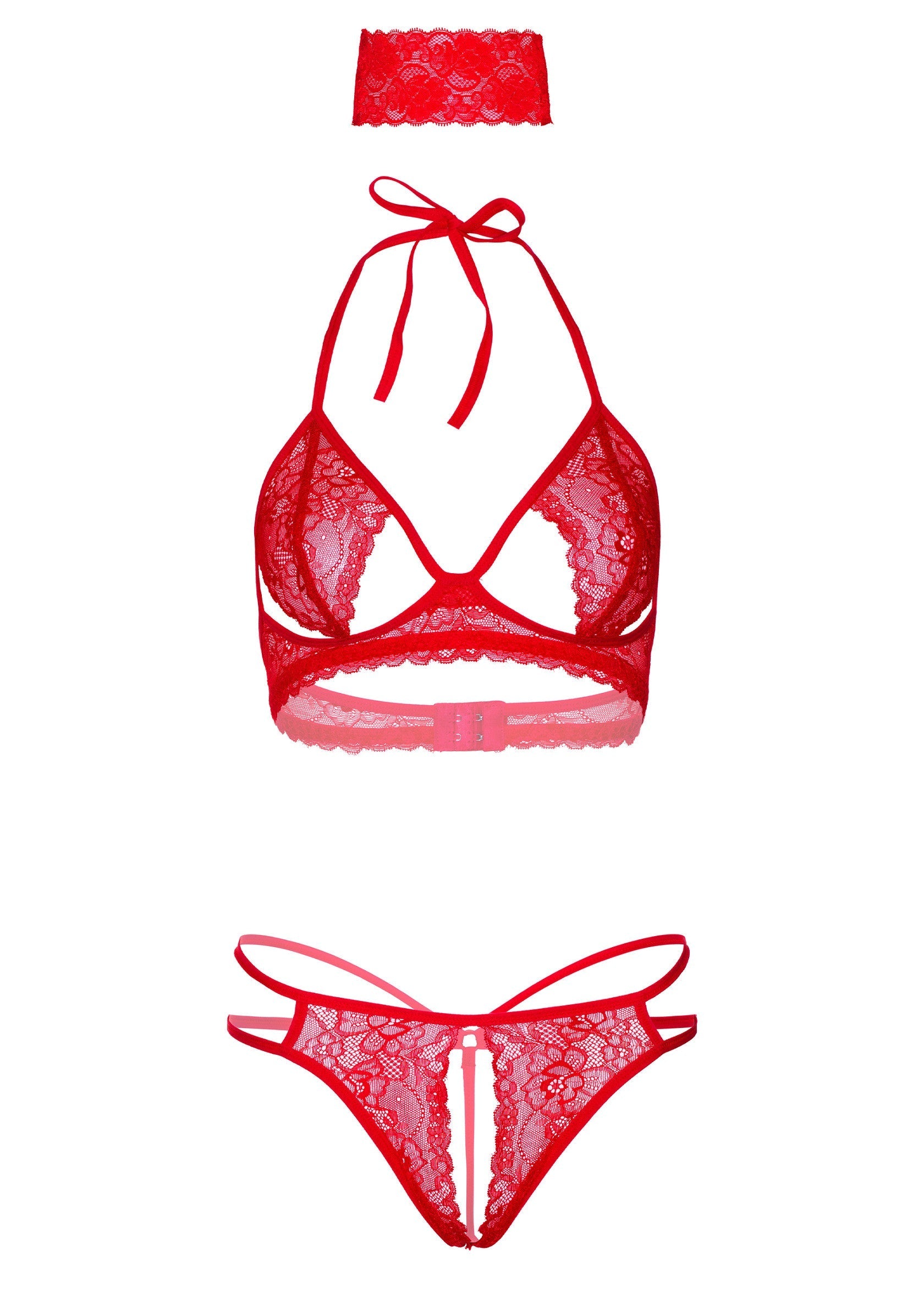 Reggiseno, slip e benda 3 pezzi rossi
